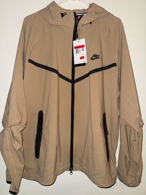 Nike Men's Hooded Full-Zip Performance Jacket - Tan with Black Trim